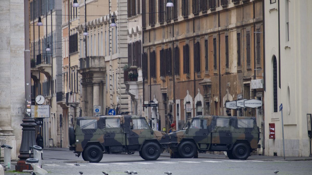 Streets during the coronavirus quarantine in Rome, Italy on March 29, 2020